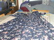 Navy Blue Flowered Dress With Long Split Skirt