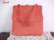 Vintage Suede Purse Soft Coral Color Hand Bag Signed