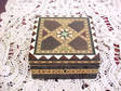 Vintage Marquetry Box Optical Illusion Center Keyhole