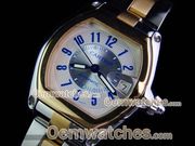 Swiss Replica Cartier Watches Men Roadster TT White (Small Roman) Swis
