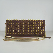 Thomas Wyldee Handbag coffee leather gold metal 8009