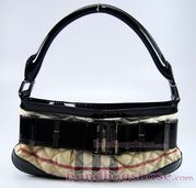 Burberry apricot canvas & jujube red leather handbag 29234