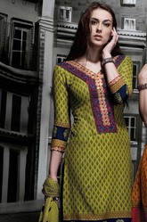 Mehndi Green Unstitched Cotton Salwar Suit