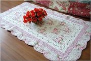 Shabby and Vintage Style Pinkrose Emborided/quilted Floor Runner/rug