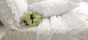 Shabby and Elegant White Embroidery/Lace/Falbala Duvet cover 4pc Beddi
