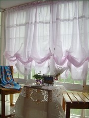 Victorian Pink with lace Adjustable Balloon Curtain