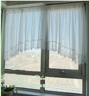 Elegant Lace decorated White Sheer Valance/Wing scarf