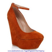 Hot sale Gianmarco Lorenzi Sheep Suede Pumps 15cm Brown Free shipping 