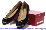 Wholesale Salvatore Ferragamo The Fun Black Patent Leather Ballerina