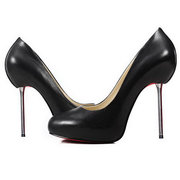 Christian Louboutin Silver-tone Metal Heel Black Platform Pumps Free s