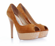 Sale Gianmarco Lorenzi Aqua Brown Suede Peep Toe Platform Pump