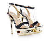 Supply Gianmarco Lorenzi Black Patent leather Platform Golden Stiletto