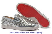 Christian Louboutin Pik Boat Calf Sliver Spike Man Flat Causal Shoes S