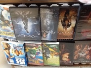 Many DVDs movies for sale.