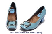 Roger Vivier 45mm Decollete Belle Vivier Blue Paten Leather Pump Woman