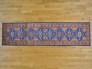 Denim Blue Tribal Design Rug Handmade Runner Super Kazak