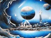 Learn how to spray paint waves,  Chinese landscape,  jungle,  space paint