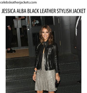 JESSICA ALBA BLACK LEATHER STYLISH JACKET