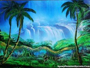 Spray painting classes to paint aurora,  magic castle,  waterfall and mo