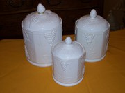 Milk Glass Canister Set Antique