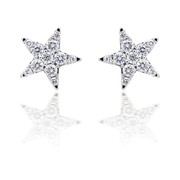 Illusion Set Diamond Star Earrings in 18k White Gold