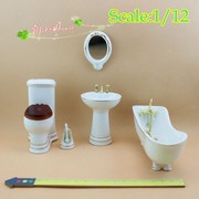 1/12 Dollhouse Miniature Toilet Bathroom Set Furnishings Bathtub Basin