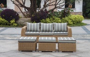  Mega Sale Patio Wicker Three Seater Sofa with Ottomans