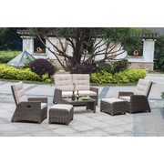 Patio Wicker Reclining Lounge Set On Sale