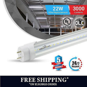 T8 4ft 22W LED Tube 3000 Lumens 5000K Clear Single Ended Power