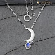 Moonstone Necklace - Crescent Moon