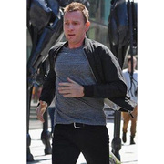 SAM WORTHINGTON BLACK BOMBER COTTON JACKET