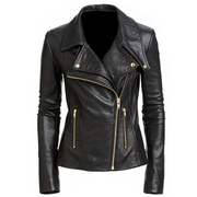 Women Black Biker Leather Jacket