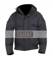 Men’s Aviator Style Hoodie Black Winter Jacket