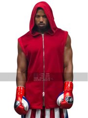 ADONIS JOHNSON CREED II MICHAEL B. JORDAN RED HOODIE FLEECE VEST