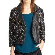 BLACK STUDDED DOUBLE ZIPPER JACKET