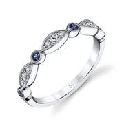 Blue Sapphire and Diamond Vintage Wedding Band – Talia