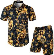 LucMatton Men's 2 Piece Floral Outfits 