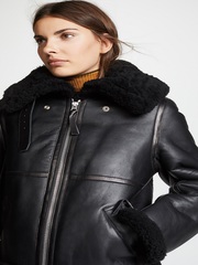 Women Black B3 Bomber Shearling Jacket